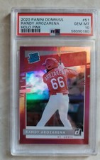 🔥2020 Panini Donruss MLB Baseball #51 Randy Arozarena Holo Pink RC PSA 10 Pop 4