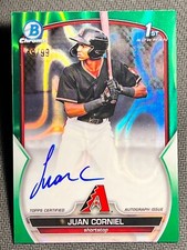 2023 Bowman Chrome 1st GREEN REFRACTOR PROSPECT ROOKIE AUTO Juan Corniel /99