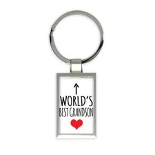 Gift Keychain : Worlds Best GRANDSON Heart Love Family Work Christmas Birthday