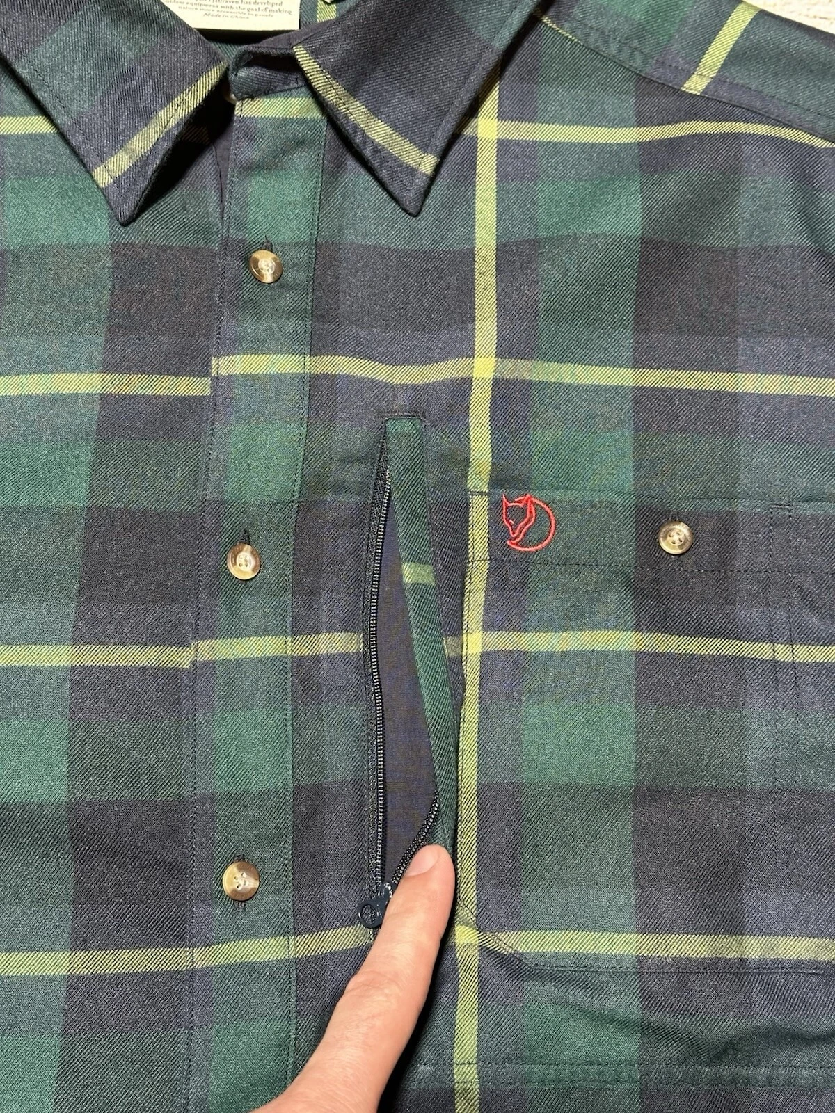 fjallraven fjallglim plaid long sleeve logo shirt