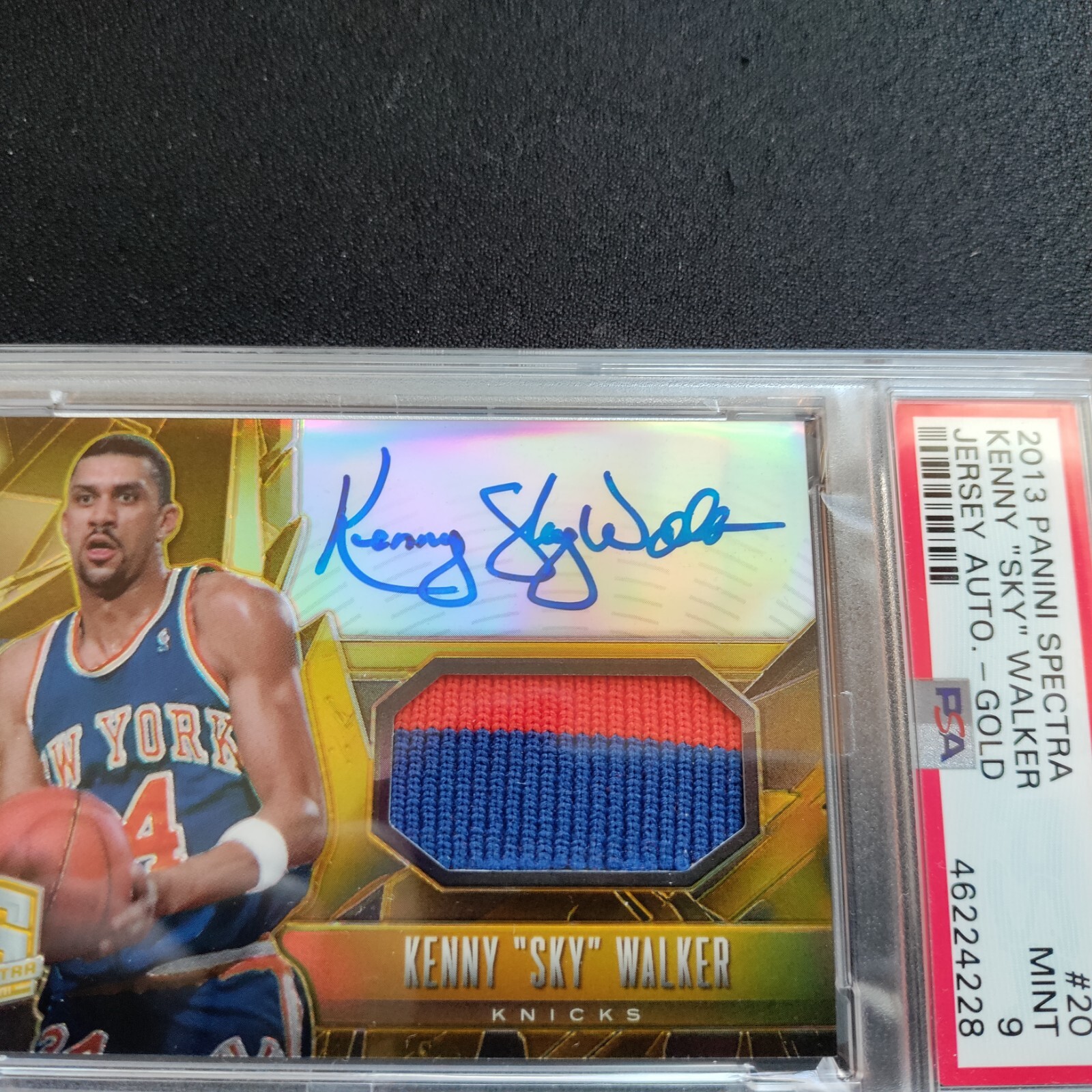 PSA 9 /10 Kenny Walker AUTO PATCH Pop 1 2013-14 Spectra Autograph GAME WORN SP view 4