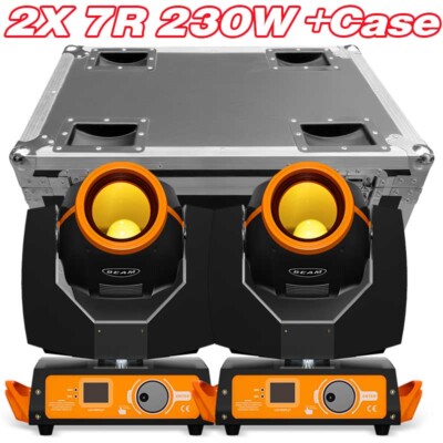 2PCS 230W 7R Beam Moving Head Light DMX 16Prism Sharpy Stage Light w/Flight Case