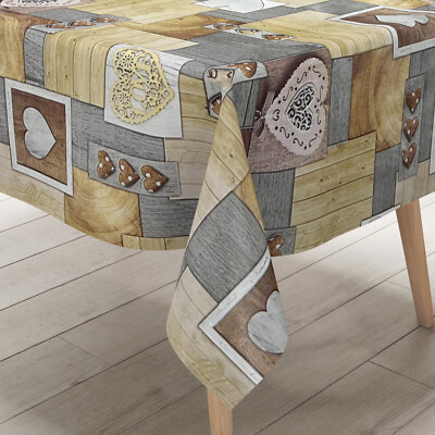 KEVKUS Wachstuch Tischdecke C141671 Holz Alm Love eckig rund oval
