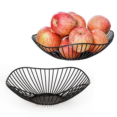 Veclotch Metal Wire Fruit Basket Black Bowl Kitchen Counter black-2set