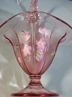 Fenton Translucent Pink Chiffon Bridal Basket Twisted Rope Handle Textured EUC