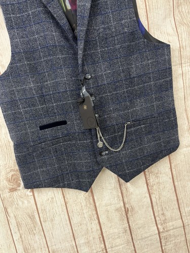 Gilet CAVANI tweed MILE taglia 44 blu navy quadri pannello finestra velluto nuovo con etichette - Foto 16 di 24