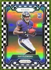 Zay Flowers RC 2023 Panini Prizm Black and White Checker Baltimore Ravens #307