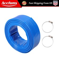2" x 50FT Irrigation Discharge PVC Hose with Two Hose Collets Blue