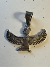 Egyptian Winged Silver Pendant Charm