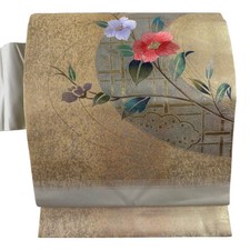 JAPANESE NAGOYA OBI GOLD PURE SILK BB0448