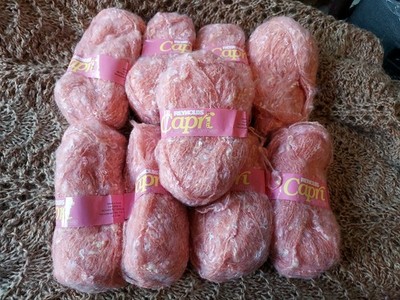 Reynolds Capri 9 Skeins Coral And White Tweed Yarn Same Dye Lot