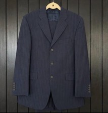 Vintage Magee navy pinstripe two piece suit crafted from 100% pure new wool