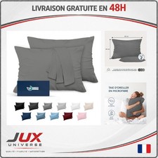 Dreamzie Lot de 2 Taies d'Oreiller 40x60 Microfibre Oeko-Tex Anthracite