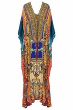 Camilla Franks The Ringleader Vintage Lace Up Front Silk Maxi Kaftan