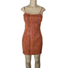 Urban Outfitters Dress Womens Medium Orange Snake Print Bodycon Mini Club Party