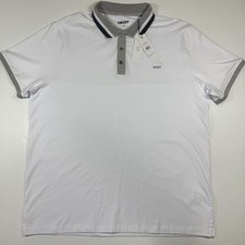 DKNY Men  s XL Polo Shirt White Gray Black Stretch Cotton NWT Short Sleeve