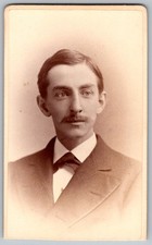 Antique CDV Circa 1870s W.H. White Handsome Man with Mustache Lynn Mass