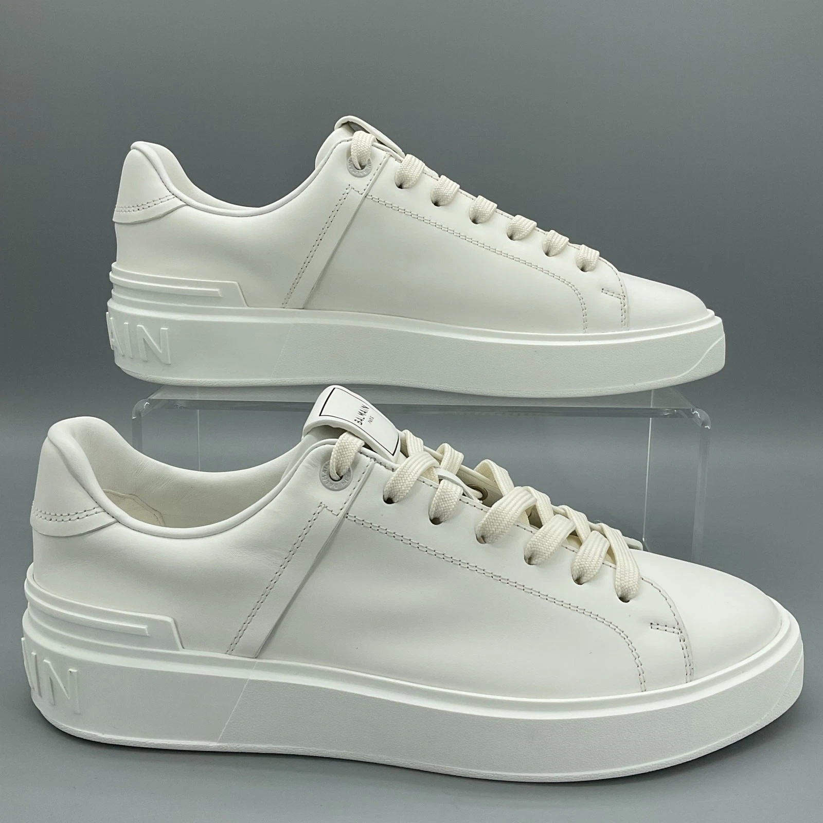 Balmain — NEW Balmain Paris Men’s B-Court Leather Low Top Sneakers White Size 11(EUR 41)