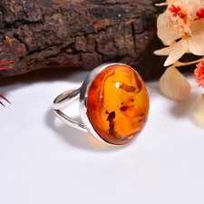 Oval Baltic Amber Silver Ring 925 Sterling Silver Handmade Baltic Jewelry Gift