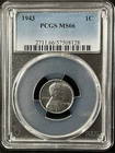 1943  1C Lincoln Wheat One Cent  PCGS MS66  57508128
