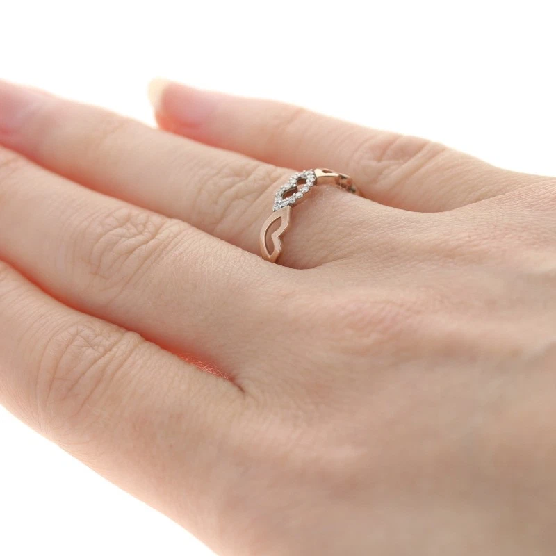 Kallati Diamond Kisses Band - Rose Gold 9k Round Brilliant .10ctw Love Ring - Image 4 of 4