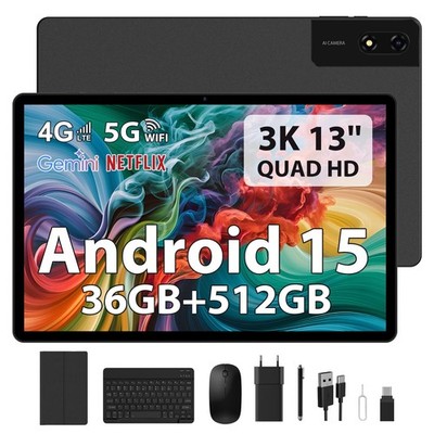 Tablet 13 Zoll Android 15 OctaCore 2.2GHz, 36GB RAM+512GB ROM 2TB TF, Dual SI...