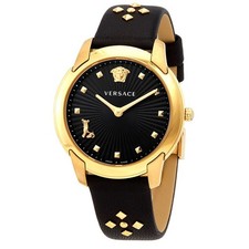 Versace Audrey Women's Quartz Black Dial Leather Watch VELR00319