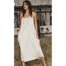 Free People Twisted Back MIDI Dress w/ Pockets Size Small ivory NWT