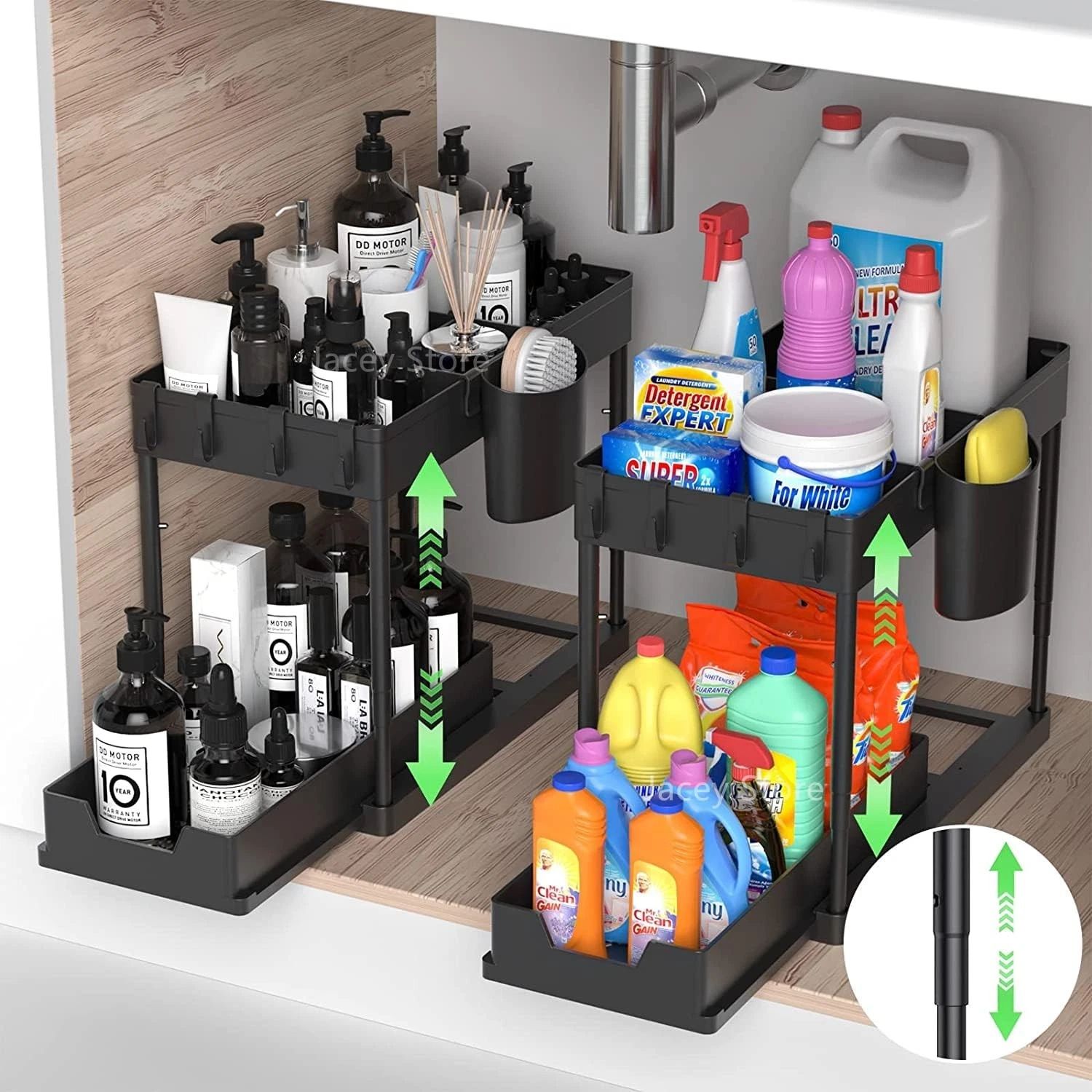 Spacely Under Sink Organizer 2-Pack Adjustable Slide Out Storage Rack Black
Opens in a new window or