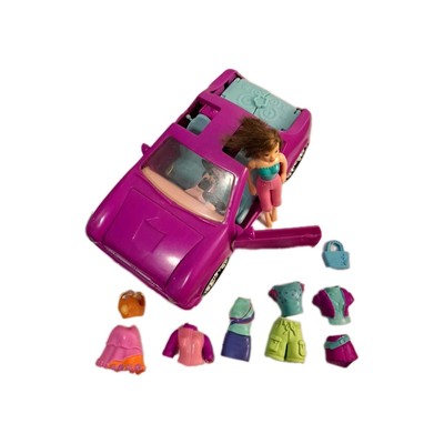 Mattel Polly Pocket Pink Flower Plastic Car Convertible With Doll & Acc 2005