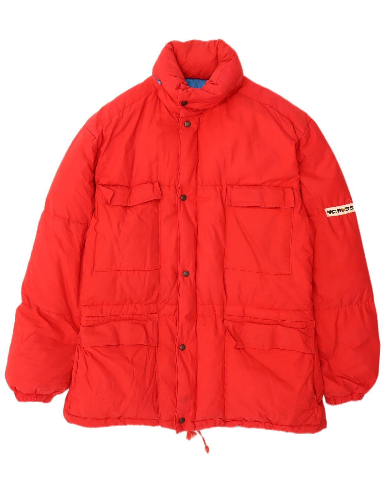 MC Ross Mens Hooded Padded Jacket UK 36 Small Red Cotton CF10
