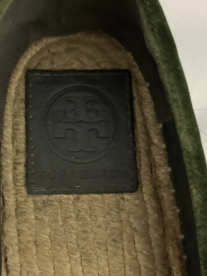 Zapatillas de terciopelo adornadas Tory Burch verdes talla 10 para mujer Foto 3 de 4