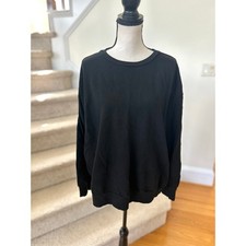 T.La Anthropologie Black Crewneck Long Sleeve Sweatshirt