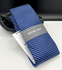 MICHAEL KORS Men's Silk Blend Tie  Navy Blue  Woven Neat  NEW MSRP: 69.50