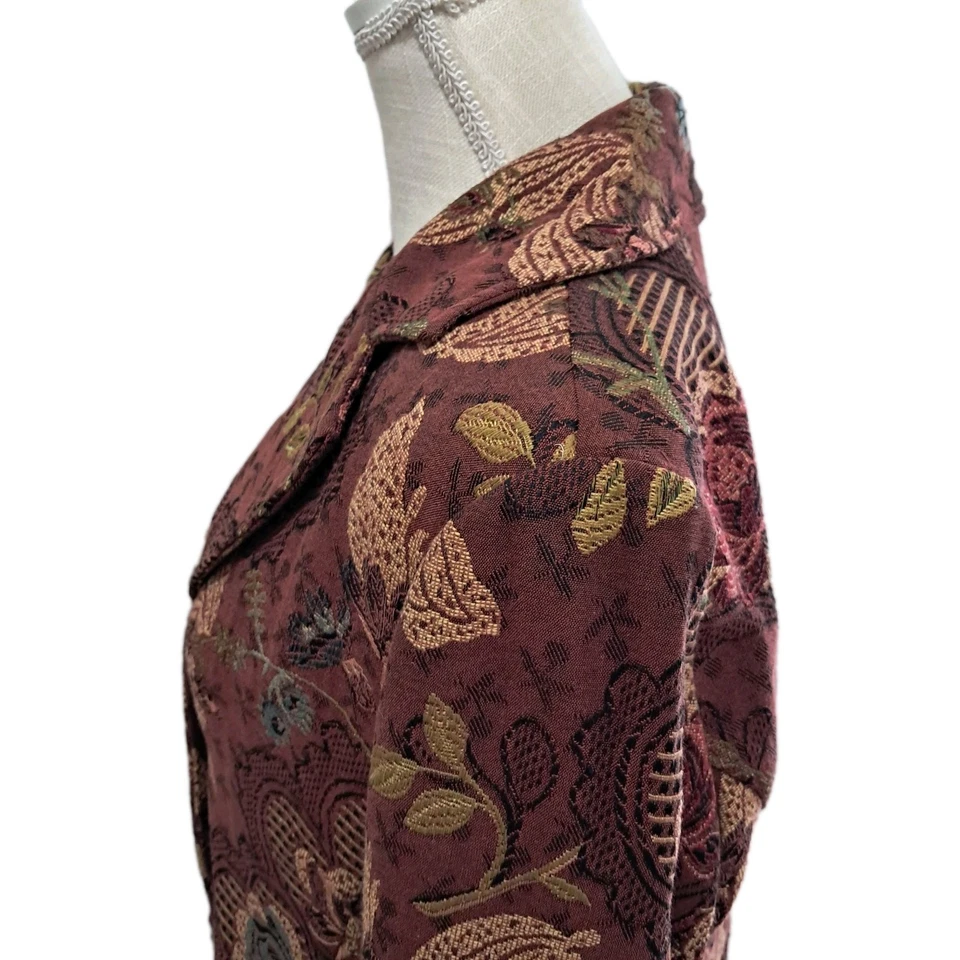 Chaqueta gabardina floral jacobea Cabi para mujer talla grande 14 tapiz brocado Foto 4 de 4