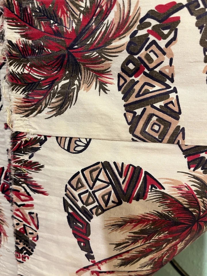 Vintage Tiki Fabric cotton Maracas & palm trees - Image 3 of 4