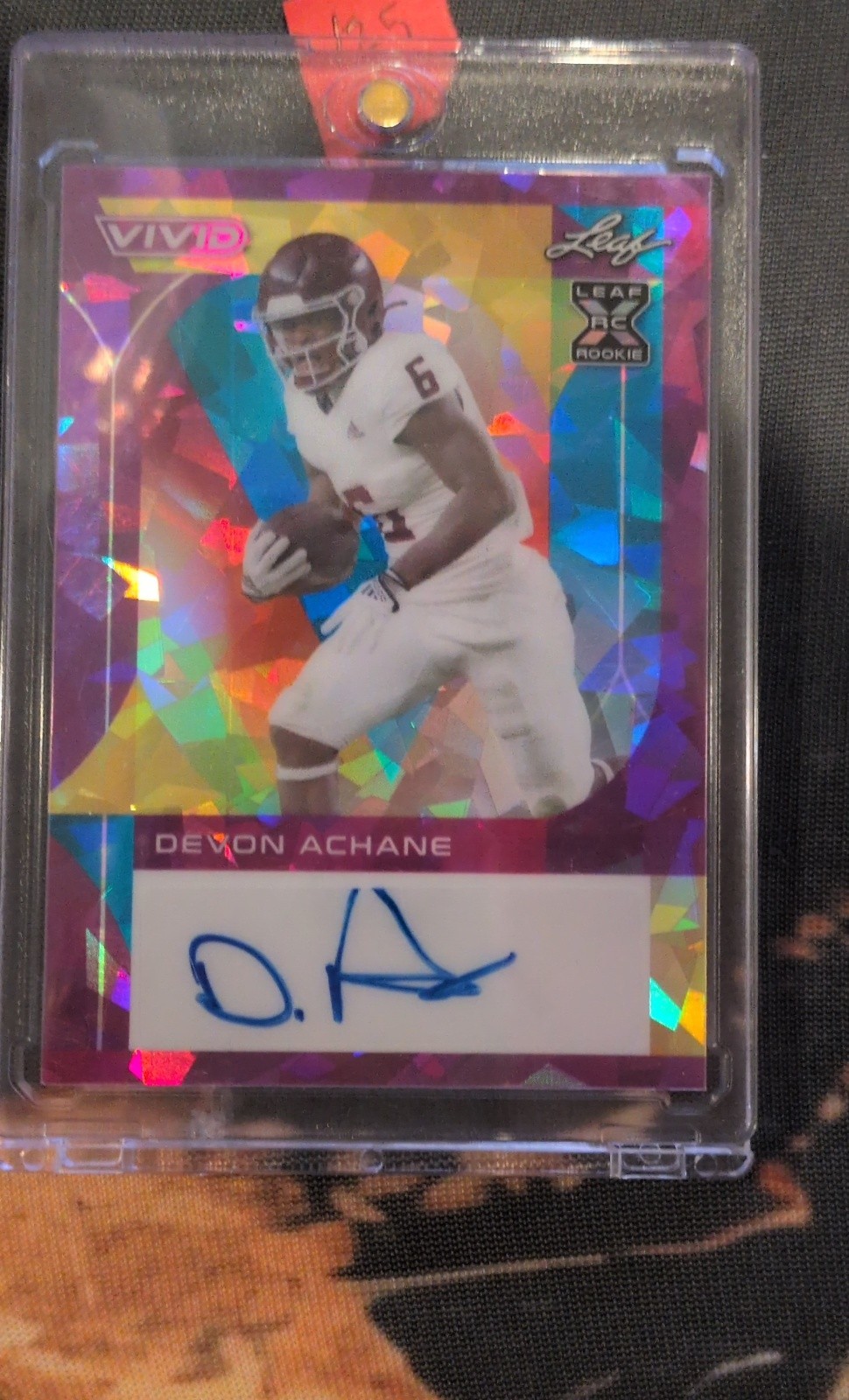 2023 Leaf Vivid - De'Von Achane #BA-DA1 Purple Cracked ice 2/2 (AU, RC)