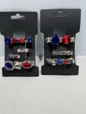 7 Pcs Rhinestone Hair Clips Gemstone Alligator Non-Slip Barrettes Red White Blue