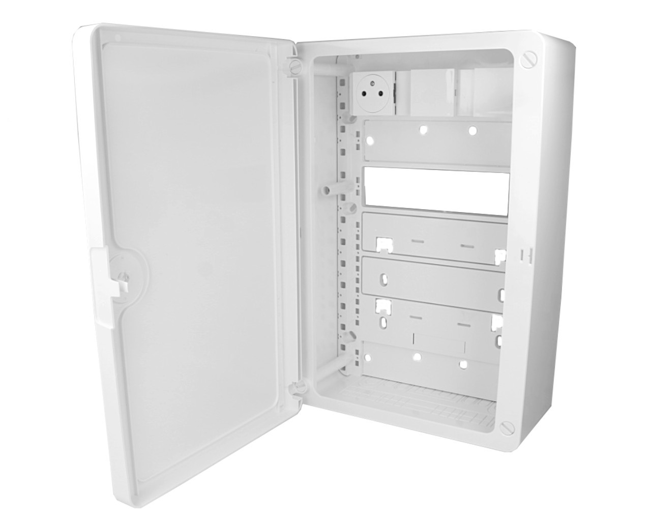 Coffret de communication blanc 13 modules avec porte pour réseau VDI fluide