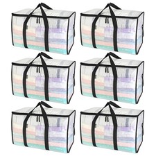 6-pack Oversized Moving Bags With Reinforced Handles, Heavy-duty Storage Tote