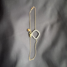 Gold Tone Adjustable Chain Bracelet with Clear Crystal Square Charm, Lobster