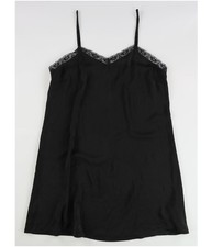 American Eagle Womens Lace Trim Slip Dress, Black, Medium