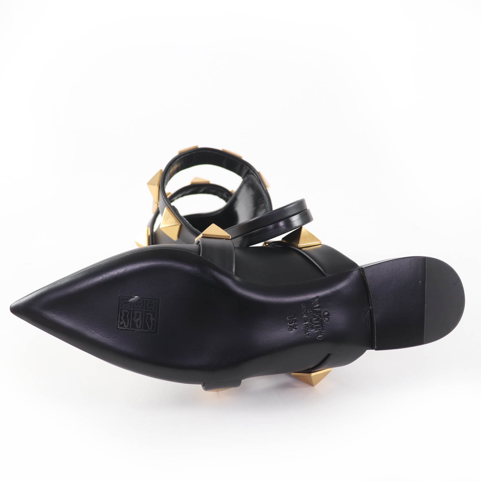 Pristine Valentino Garavani Mule Roman stud flats in leather black Women 36.5 thumbnail 7