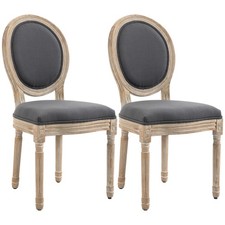 HOMCOM French-Style Dining Chairs Set of 2 with Linen Upholstery, Grey