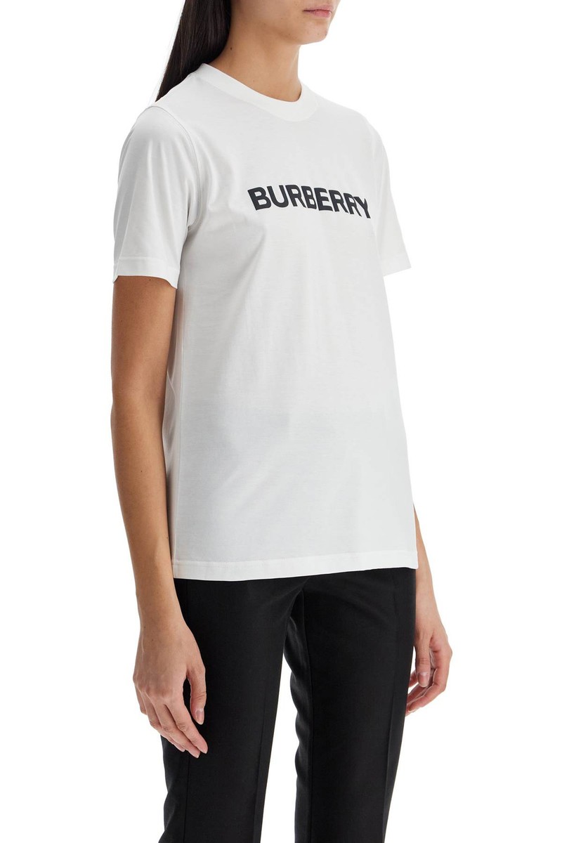 Tシャツ・カットソー BURBERRY Women Tunic Tops 8080325 A1464 WHITE Regular fit logo T-shirt BURBERRY Woman Tg. S 8080325 A1464