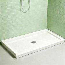 Sturdy Durable 48"x32" Shower Base with Tile Flange Center Drain Bathroom Pan