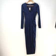 NEW Fashion Nova dress womens S love sex magic velvet navy maxi bodycon 116360