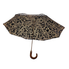 CHANEL Authentic Rare Black  White Cambon Parasol Umbrella One Touch Open