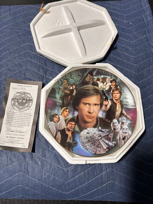 1997 Hamilton Star Wars Han Solo Heroes & Villains Plate Collection w/ COA 8"
