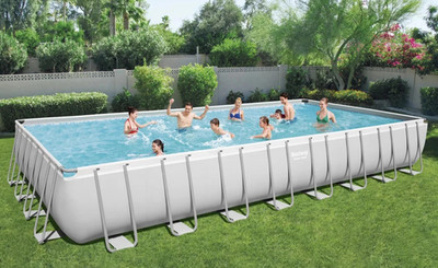 Bestway Power Stahlrahmenpool Rechteckpool Aufstellpool 956x488x132cm Set